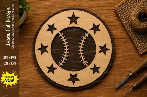 Baseball Stars SVG Sports Laser Cut Guide