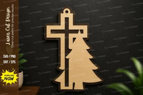 Cross Christmas Tree Laser Cut SVG