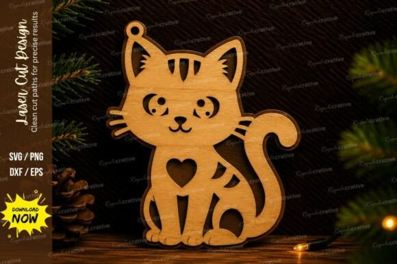 Cute Cat Ornament Laser Cut SVG: Elevating DIY Projects with Precision Design