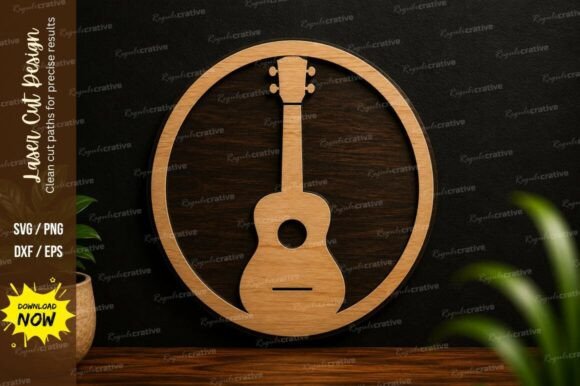 Elevate Your Holiday Decor with a Premium Guitar Circle Ornament Laser Cut SVG