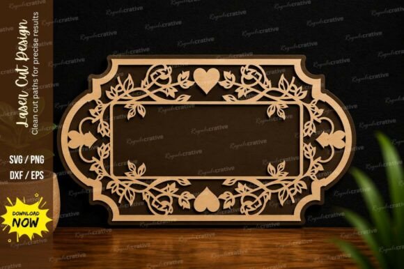 Elevating Personal Branding with Floral Decorative Nameplate SVG Laser Designs