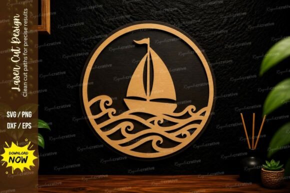 Elevating Precision Craft: The Strategic Value of the Sailboat Ocean Circle Laser Cut SVG