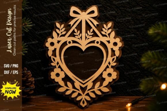 Mastering Precision Craft with the Heart Floral Ornament Laser Cut SVG Design