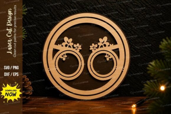 Wedding Rings Ornament Laser Cut SVG Designs for Precision Crafting